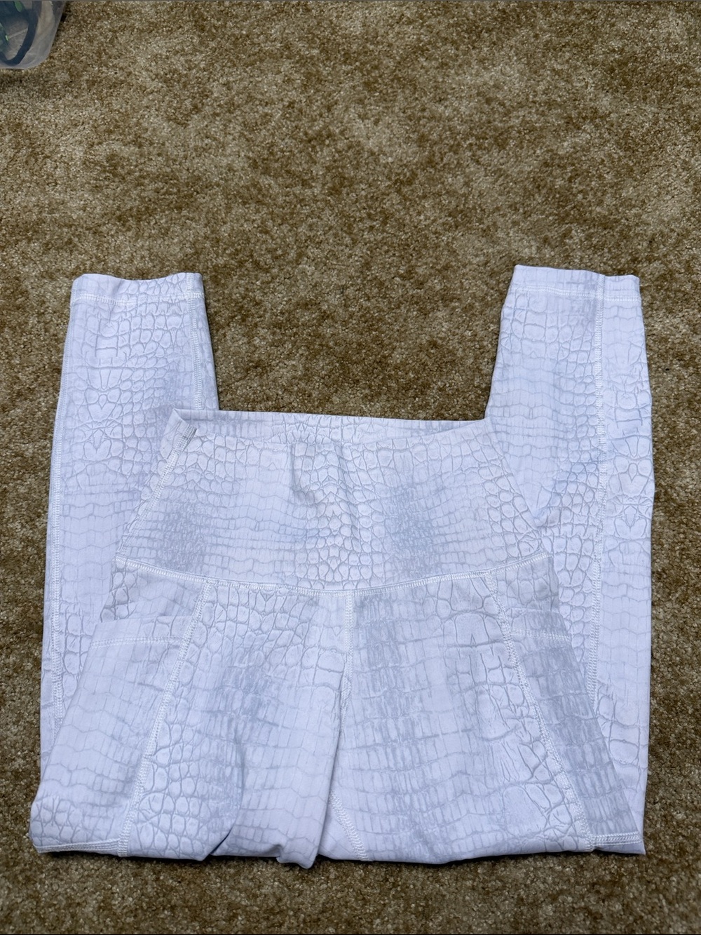 90 Degree By Reflex White Croc-Texture High-Rise Leggings